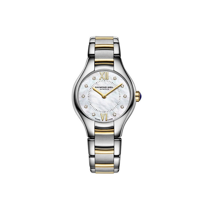 A Picture of Raymond Weil 24mm Noemia Two-Tone Mother of Pearl Diamond Dial Watch