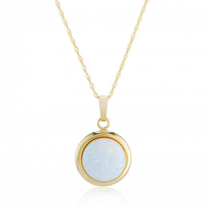 9ct Yellow Gold Lab Fiery Opal Pendant Necklace
