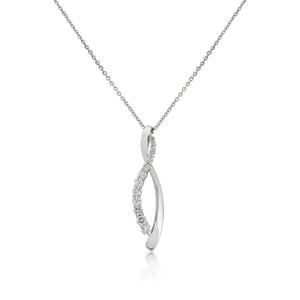9ct White Gold Twist Diamond set Necklace