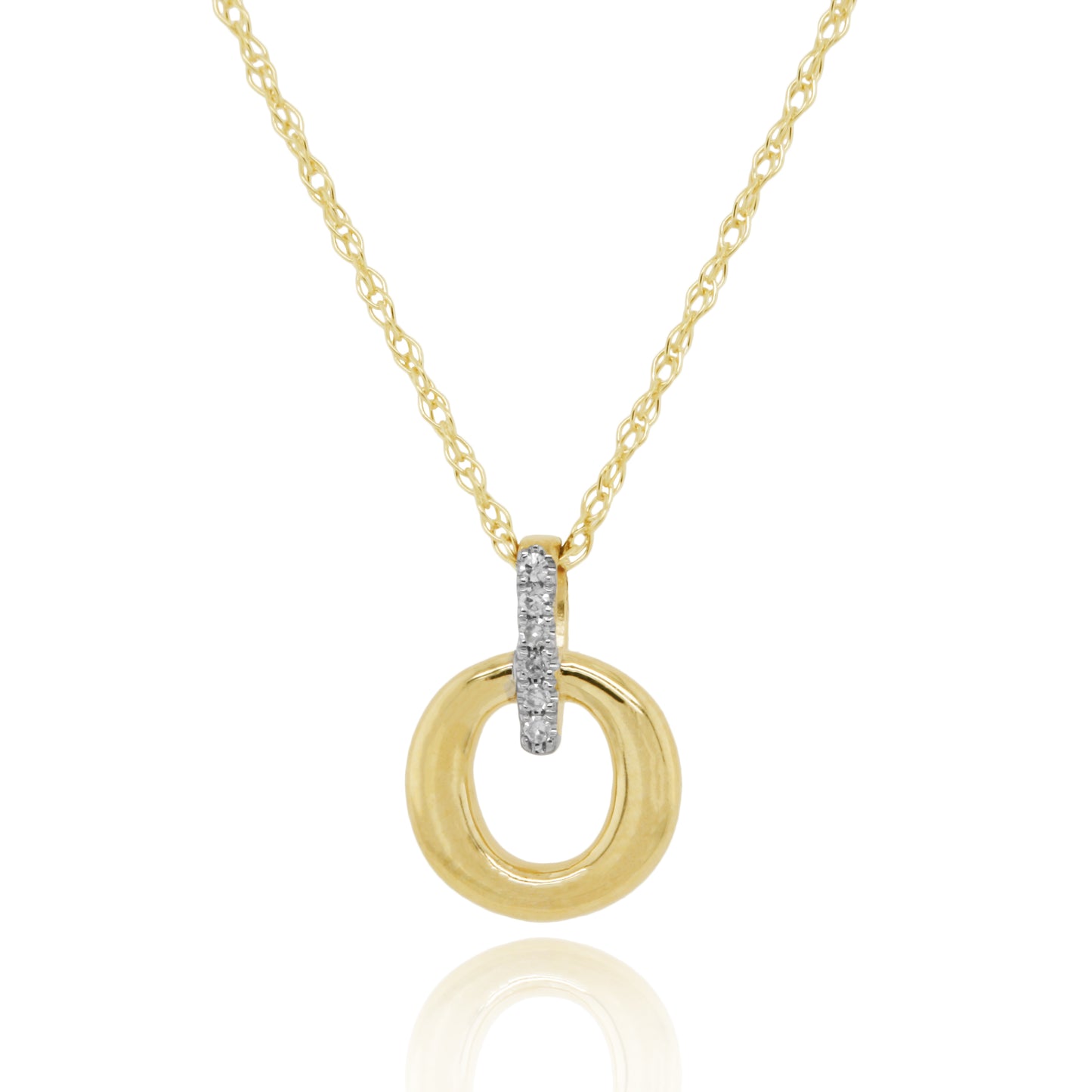 9ct Yellow & White Gold Diamond Pendant Necklace 0.02ct