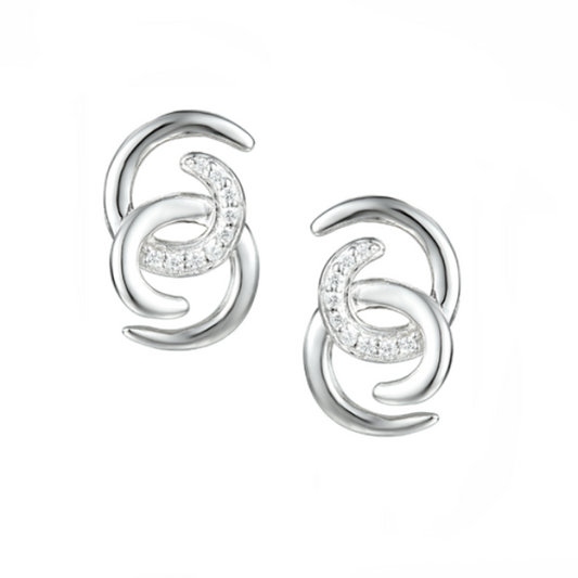 Sterling Silver Entwined CZ Stud Earrings