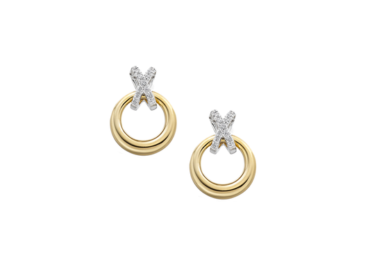 9ct Yellow & White Gold Earrings 0.15ct