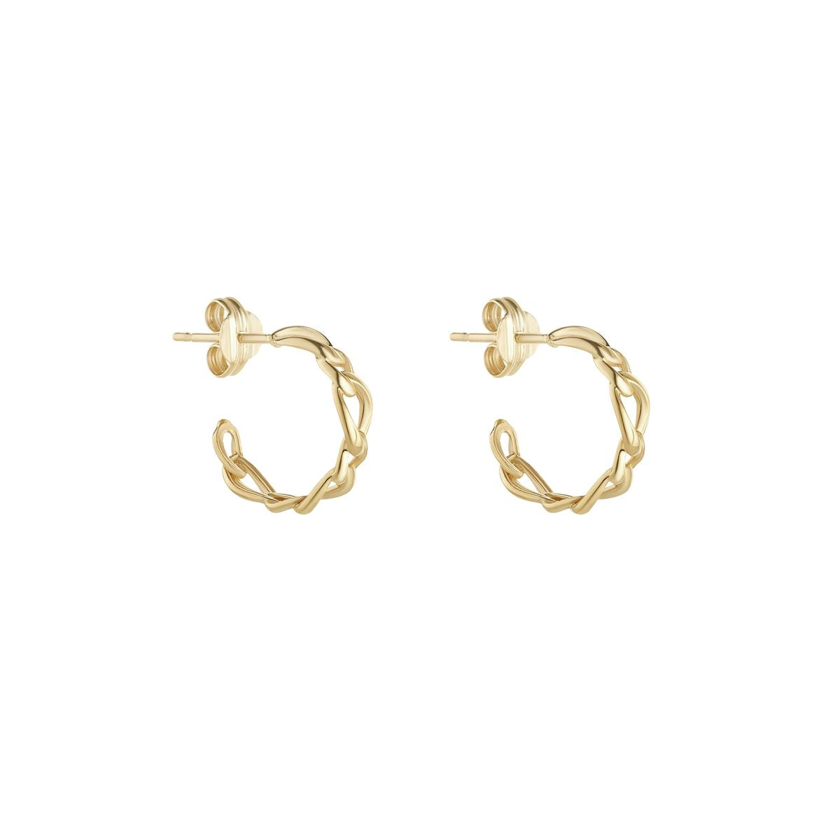 9ct Yellow Gold 13mm Chain Linked Hoop Earrings