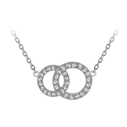 Sterling Silver Double Halo CZ Set Necklace