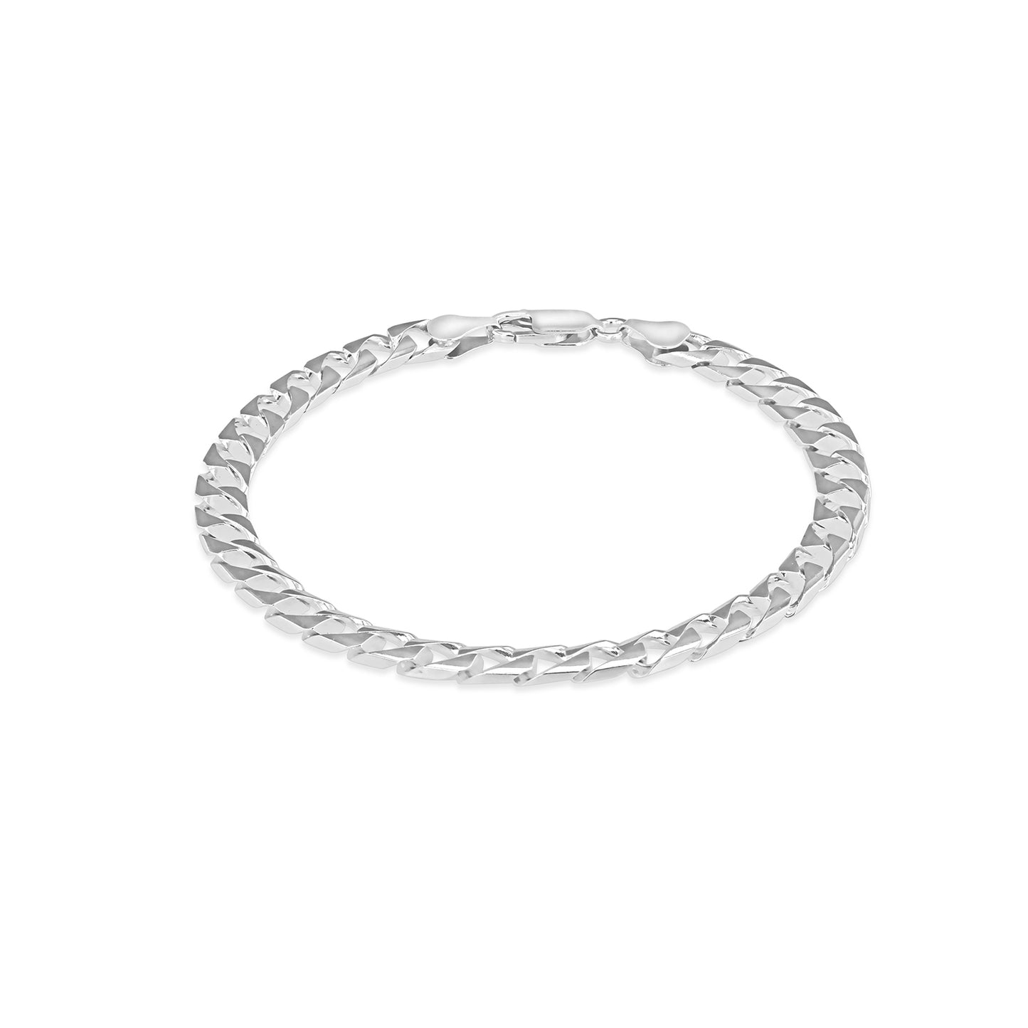Sterling Silver Flat 6mm Squared Curb Bracelet