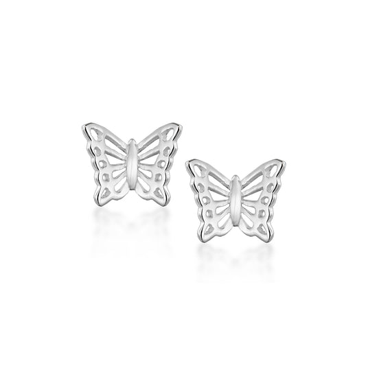 Sterling Silver Filigree Butterfly Stud Earrings