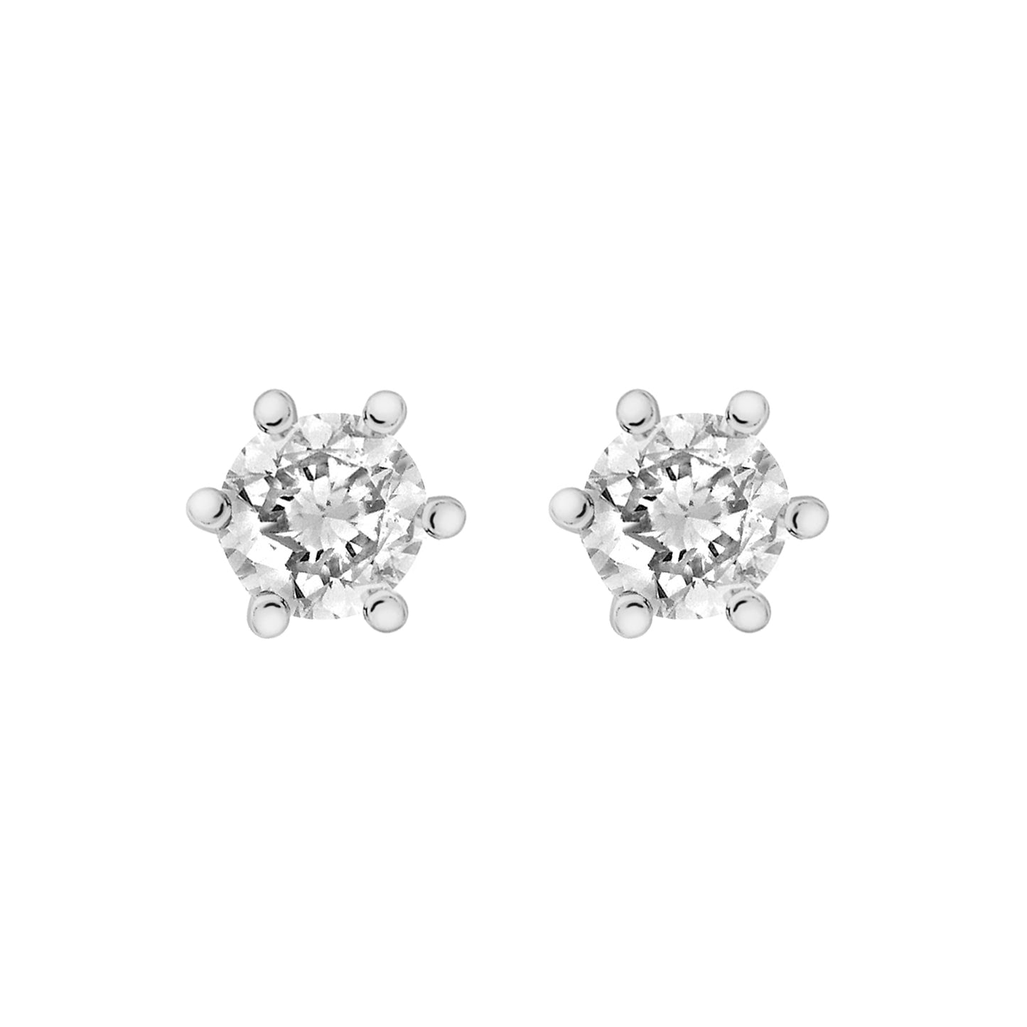 Sterling Silver Claw set Round CZ Stud Earring