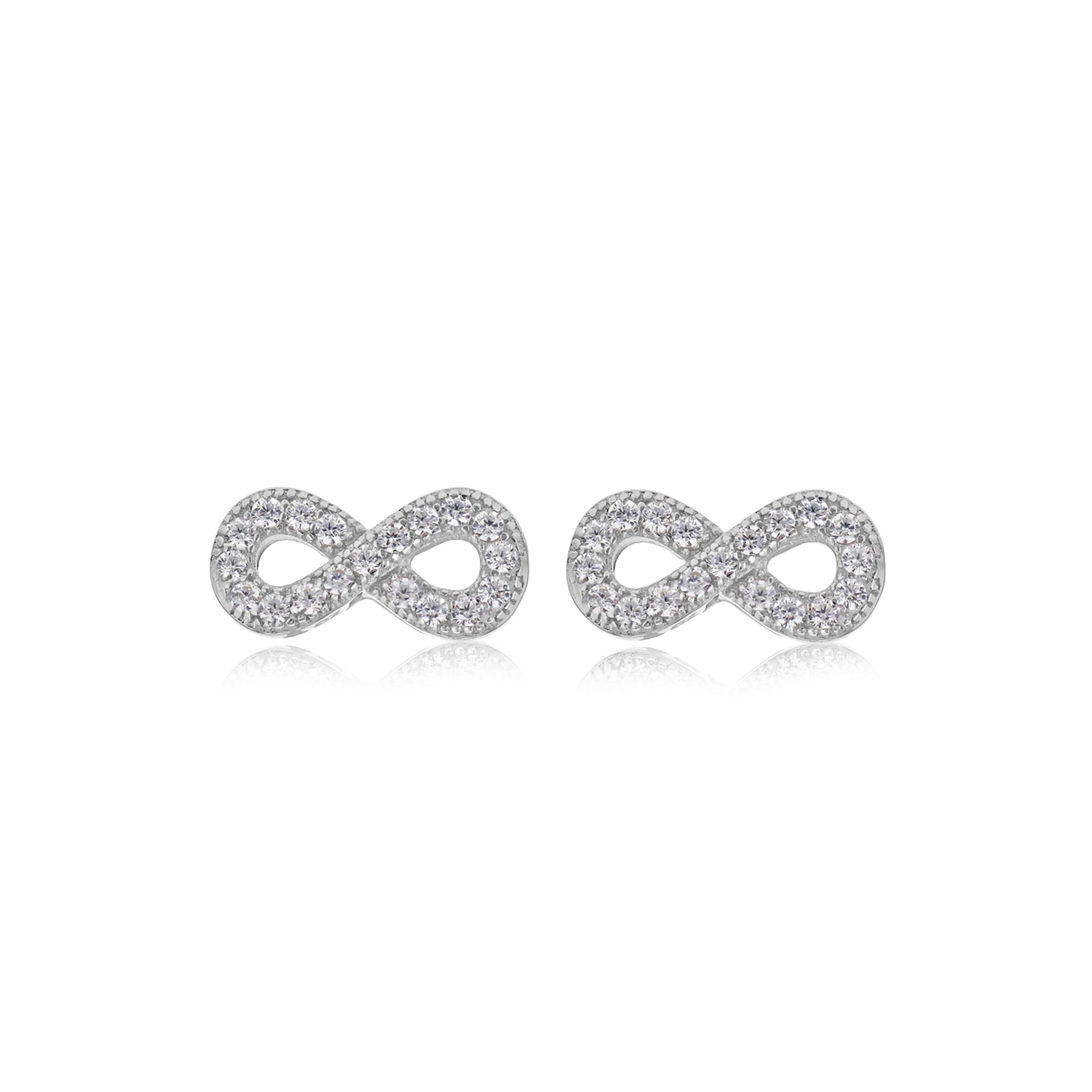 Sterling Silver Infinity CZ set Stud Earrings
