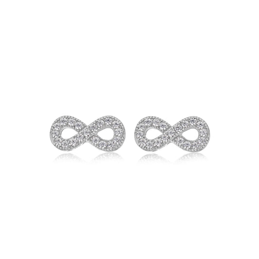 Sterling Silver Infinity CZ set Stud Earrings