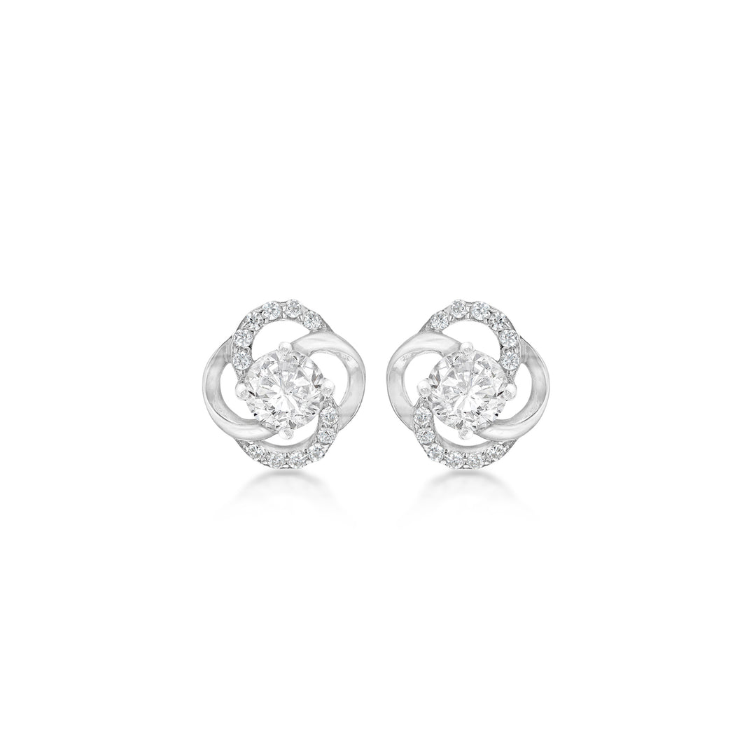 Sterling Silver Knot with set CZ Earrings