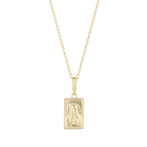 9ct Yellow Gold Double Sided Sacred Heart Rectangle Necklace Media 1 of 2