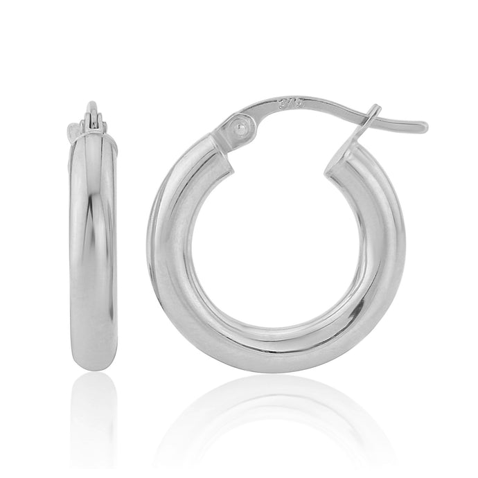9ct White Gold 10mm Small Hoop Earrings