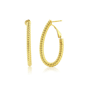 9ct Yellow Gold 40mm Rope Finish Hoop Stud Earrings