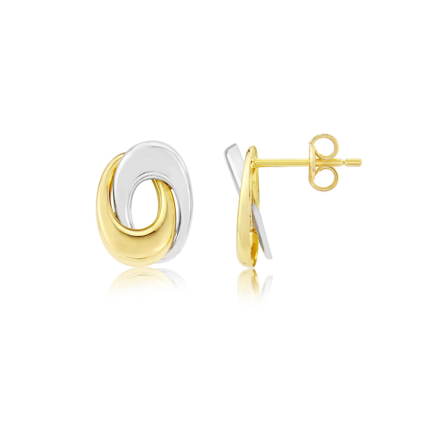 9ct Yellow & White Gold Swirl Stud Earrings