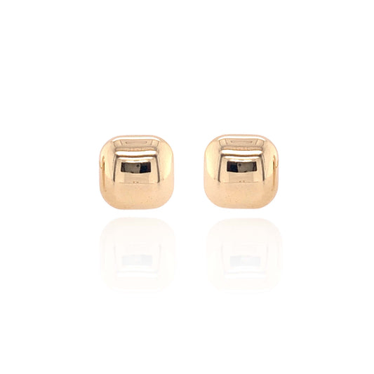9ct Yellow Gold 10mm Cushion Earrings