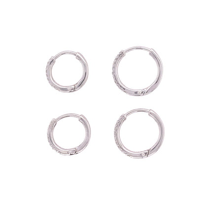 9ct White Gold Diamond Hoop Earrings Small with larger earrings we offer too