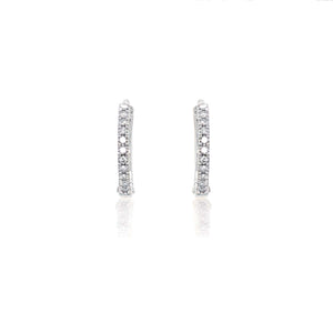 9ct White Gold Diamond Hoop Earrings Medium