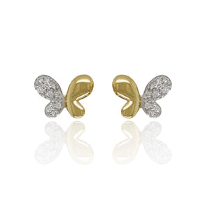 9ct Yellow Gold Butterfly Diamond Stud Earrings, 0.06ct