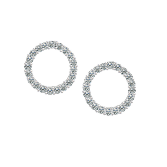 Sterling Silver Circle of Life CZ Stud Earrings