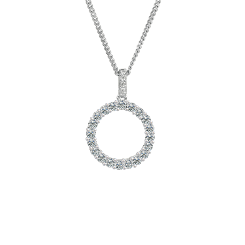 Sterling Silver Circle of Life CZ Necklace