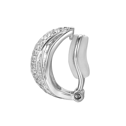 Sterling Silver Multi-Crossover CZ Clip Earrings