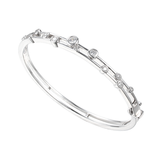 Sterling Silver CZ Two Row Bubble Bangle