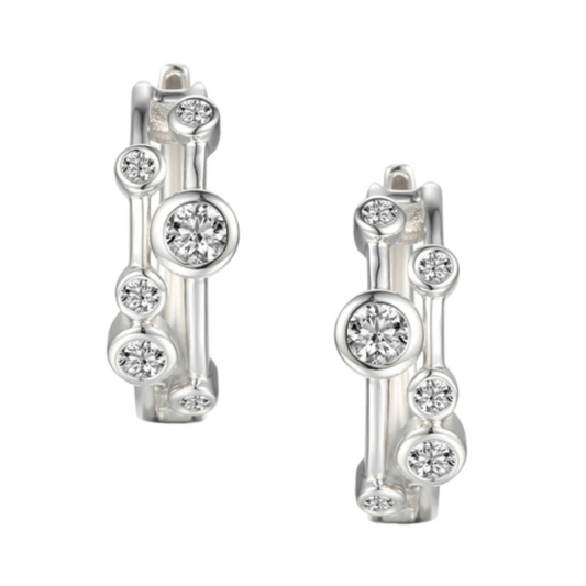 Sterling Silver Bubble CZ Hoop Earrings
