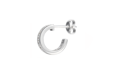 Load image into Gallery viewer, Sterling Silver Channel Set 3/4 Hoop CZ Stud Earrings
