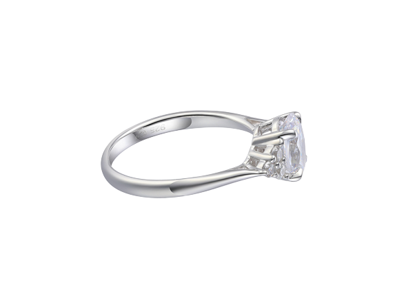 Sterling Silver 8mm Oval & Trefoil Tapered Talon Claw Ring