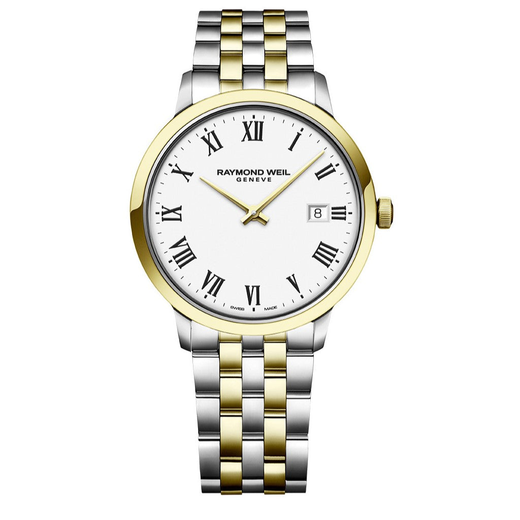 Raymond Weil 39mm Toccata Two Tone White Date Dial Stainless Steel Watch