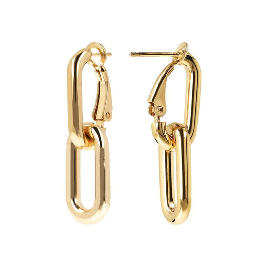 Bronzallure 18ct Yellow Gold Plated Purezza Double Oval Drop Earrings