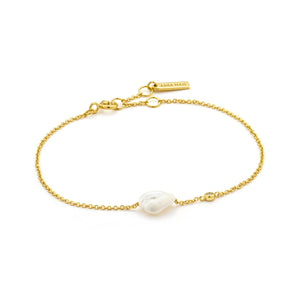 Ania Haie Yellow Gold Plated Baroque Pearl Bracelet