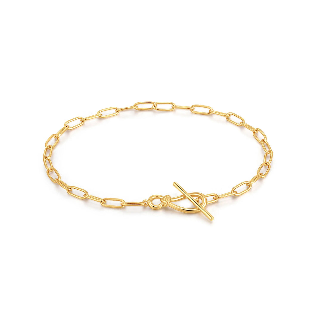 Ania Haie Yellow Gold Plated Knot T-Bar Bracelet
