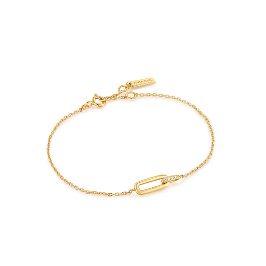 Ania Haie Yellow Gold Plated Glam Interlocked CZ Bracelet