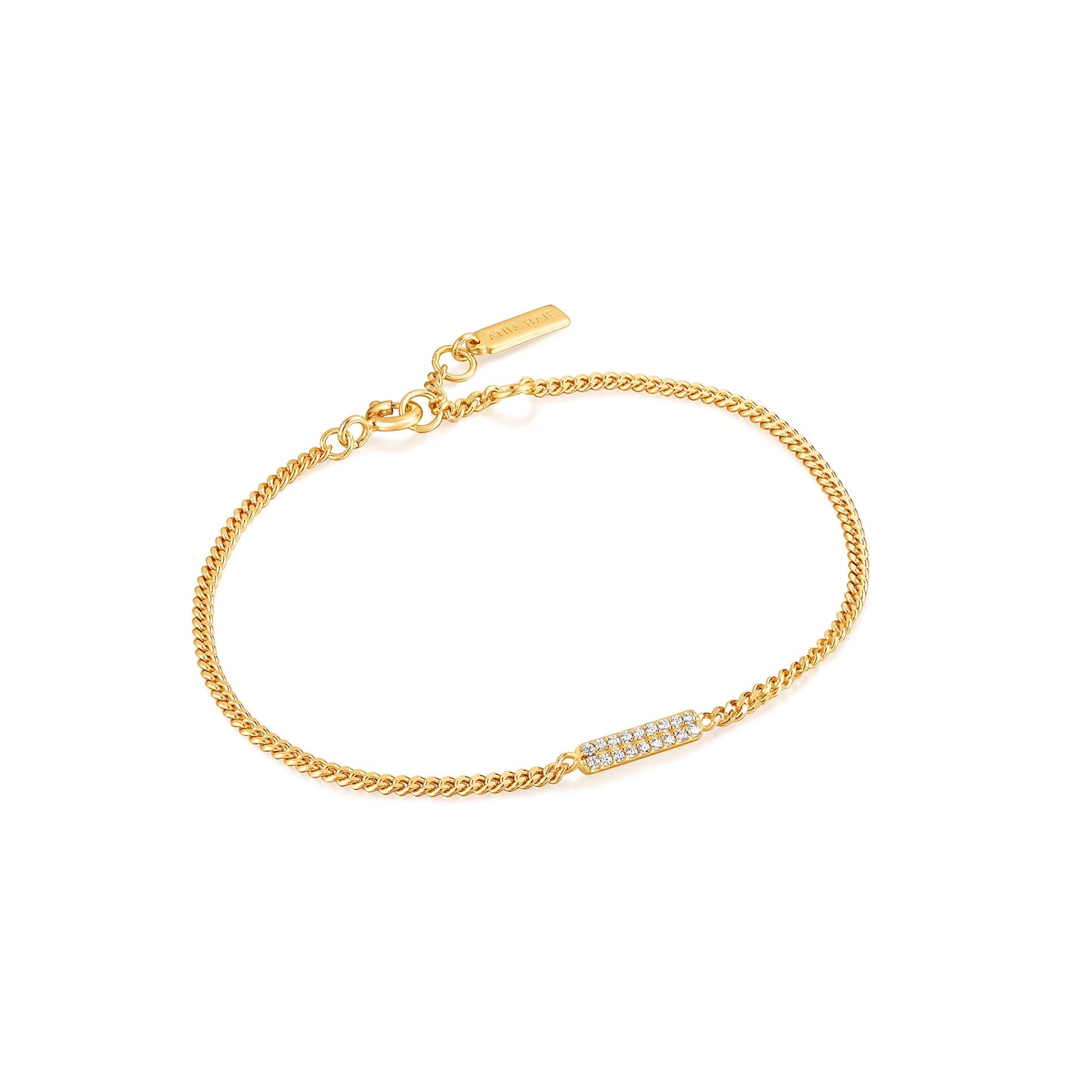 Ania Haie Yellow Gold Plated Glam Bar CZ Bracelet