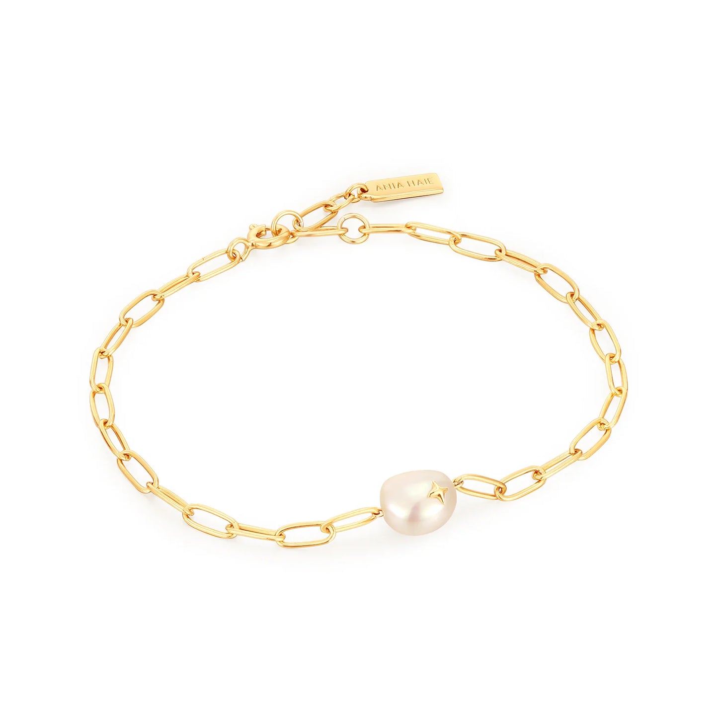 Ania Haie Yellow Gold Plated Pearl Sparkle Bracelet