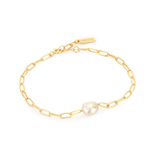 Ania Haie Yellow Gold Plated Pearl Sparkle Bracelet