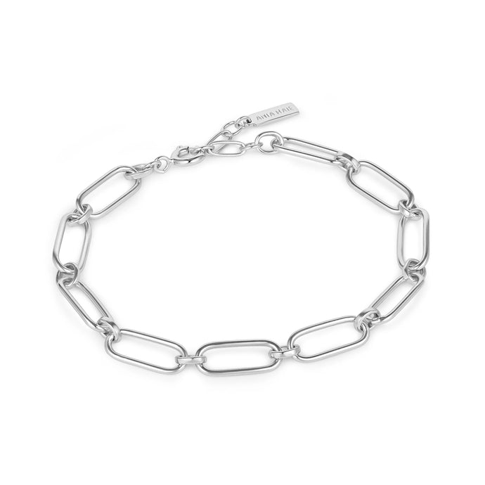 Ania Haie Rhoduim Plate Silver Cable Connect Chunky Bracelet