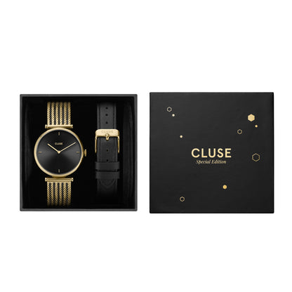 CLUSE 33mm Triomphe Deep Black Dial Duo Strap Gift Box Watch