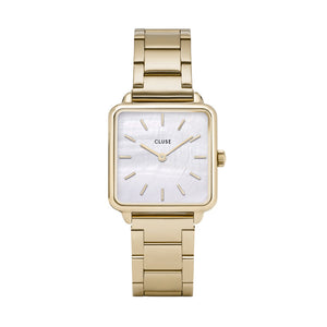 Cluse 29mm La Tétragone Mother of Pearl Dial Gold Coloured Watch