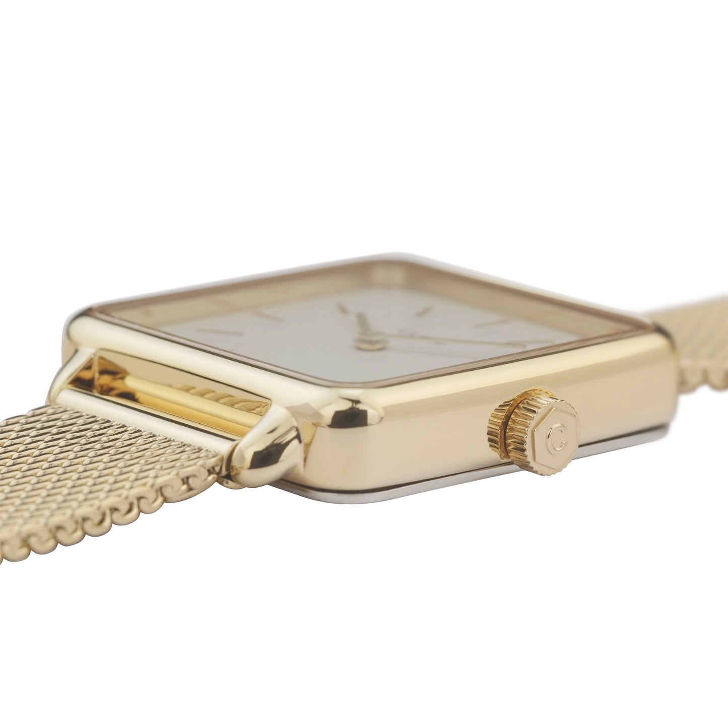 Cluse 28.5mm La Tétragone Gold Coloured Mesh Watch