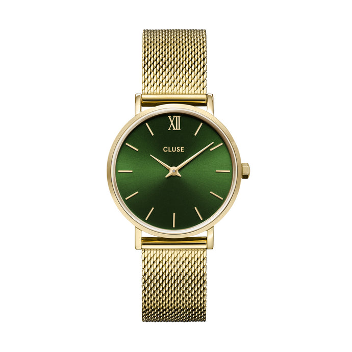 Cluse 33mm Minut Forest Green Dial Gold Coloured Stainless Steel Watch