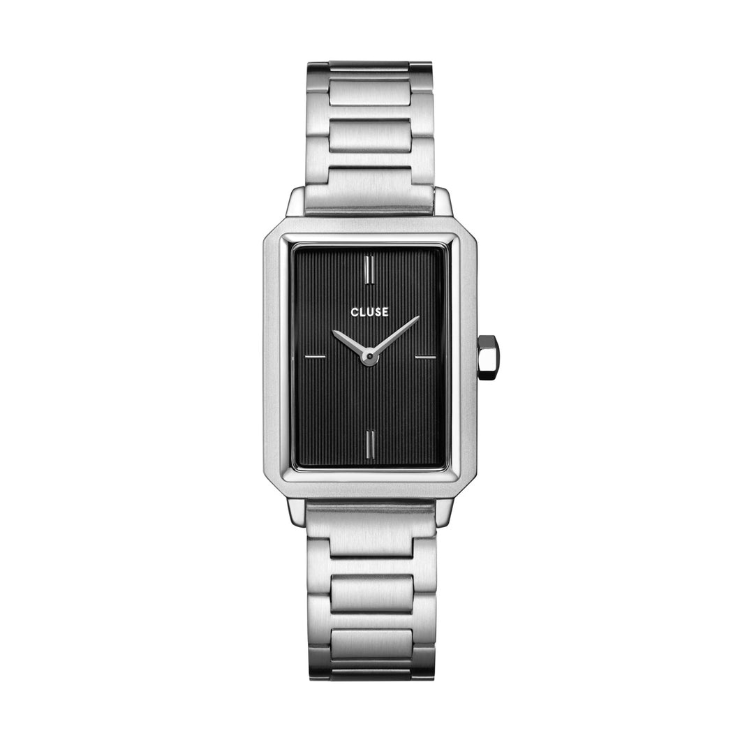 Cluse 30mm Fluette Textured Black Stainless Steel Link Watch