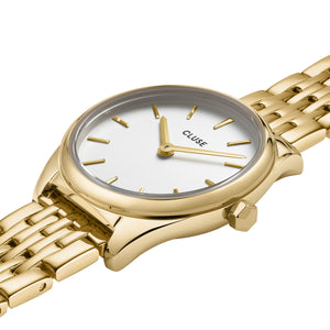 Cluse 25mm Féroce White Dial Gold Toned Link Watch