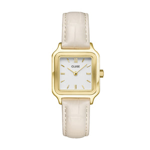 Cluse 24mm Gracieuse Petite Gold Tone & White Strap Watch