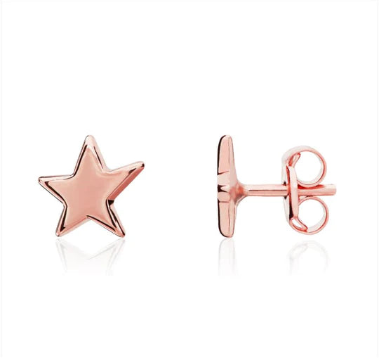9ct Rose Gold Polished Star Earrings