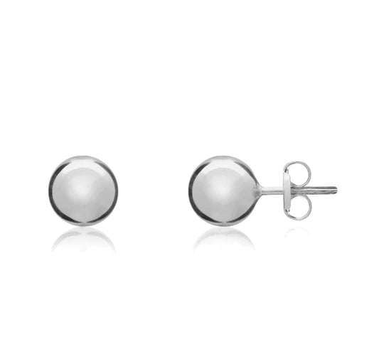 9ct White Gold Classic 7mm Ball Earrings