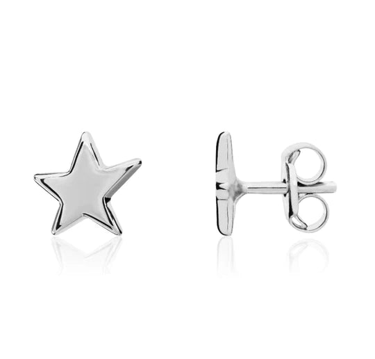 9ct White Gold Polished Star Earrings