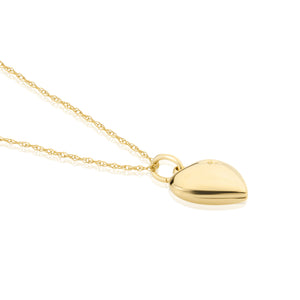 9ct Yellow Gold Puff Heart & Set Diamond Necklace