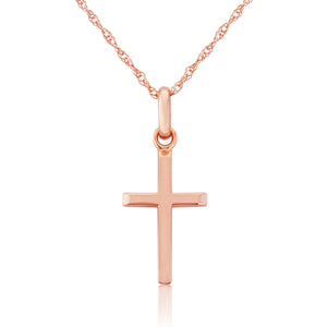 9ct Rose Gold Classic Cross Pendant Necklace
